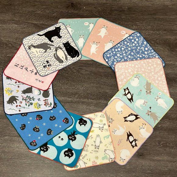 Kitten Cat Loves Exercise Japanese Handkerchief ❘ Hand Towel ❘ Face Towel (Pink) - Picture 6 of 6